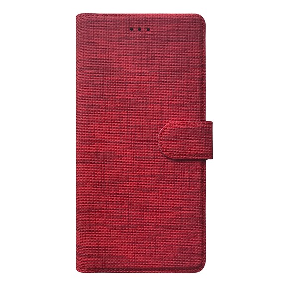 CaseUp Samsung Galaxy S21 Ultra Kılıf Kumaş Desenli Cüzdanlı Kırmızı 2